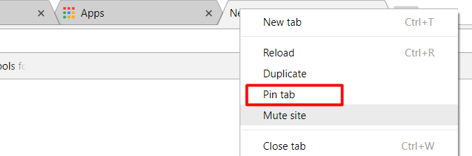 Google Chrome - Pin Tab