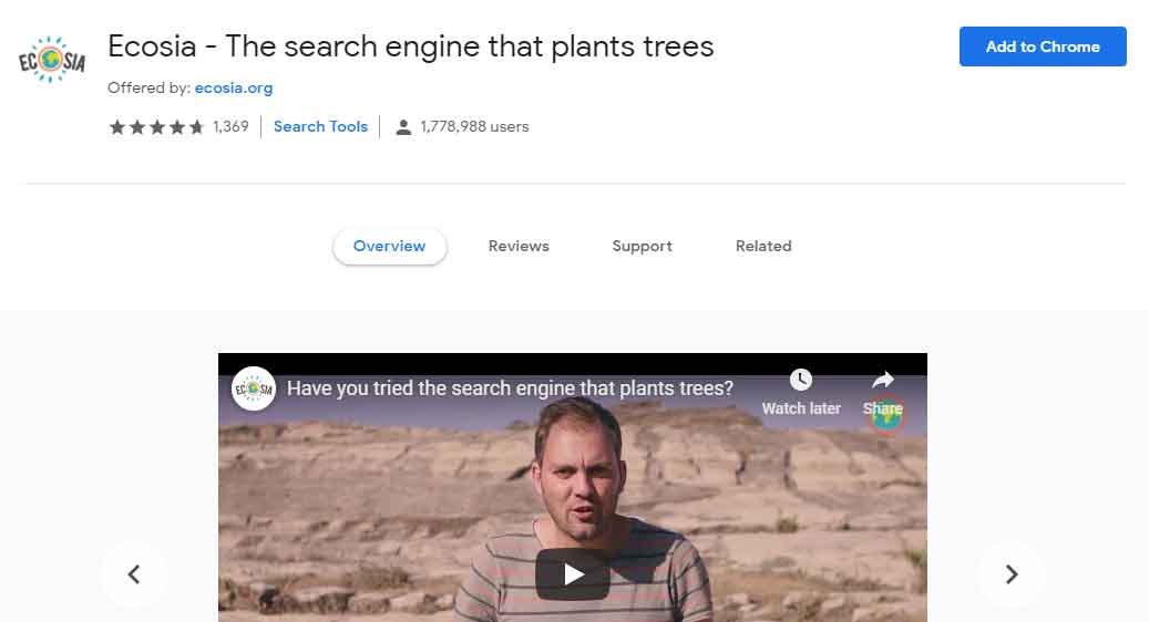 Ecosia - Best Google Chrome Extensions For Searching